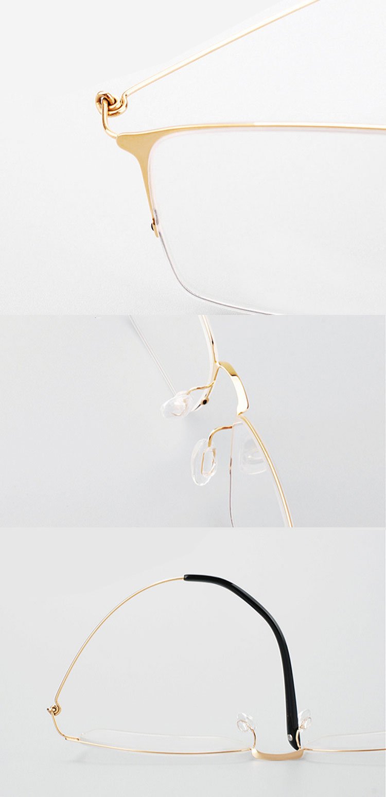 Round Semi Rimless Titanium Eyeglass Frames