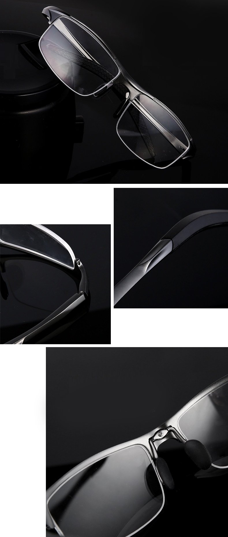 Aluminum Magnesium Semi-Rimless Glasses Frames